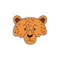 Cartoon cheetah head isolated. Colored vector illustration of a cheetah head with a stroke on a white background. Cute Royalty Free Stock Photo
