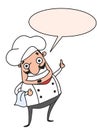 Cartoon chef characters pointing with his finger and menu white background