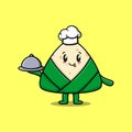 Cartoon chef chinese rice dumpling serving food