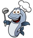 Cartoon chef fish holding soup ladle Royalty Free Stock Photo