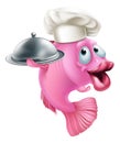 Cartoon chef fish mascot