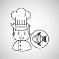 Cartoon chef gourmet fresh fish