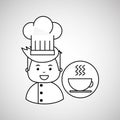 Cartoon chef gourmet hot cup coffee Royalty Free Stock Photo