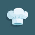 Cartoon chef hat. Isolated cook`s cap on a grey background. Flat vector illustration