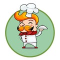 Cartoon chef holding a dish plate