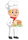 Cartoon chef holding a loaf of bread Royalty Free Stock Photo