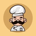 Cartoon Chef logo Mascot n a cooking hat Yummy concept Cooking Royalty Free Stock Photo