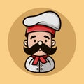 Cartoon Chef logo Mascot n a cooking hat Yummy concept Cooking Royalty Free Stock Photo
