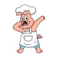 cartoon chef pig is doing dubbing