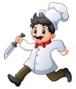 Cartoon chef running with a knife