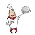 Cartoon chef with serving tray