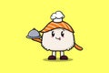 Cartoon chef Sushi mascot serving food on tray Royalty Free Stock Photo