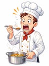 Cartoon Chef Tasting Food With Shocked Expression Royalty Free Stock Photo