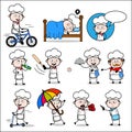 Cartoon Chef with Various Concepts - Comic Concepts Vector illustrations Royalty Free Stock Photo