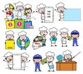 Cartoon Chef with Various Concepts - Set of Comic Vector illustrations Royalty Free Stock Photo