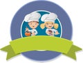 Cartoon chefs cooking food. Royalty Free Stock Photo