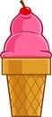 Cartoon Cherry Ice Cream Waffle Cone Royalty Free Stock Photo