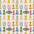 Cartoon chess seamless pattern