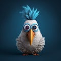 Blue-haired Cartoon Bird Figurine With Inventive Character Design Royalty Free Stock Photo