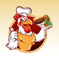 Cartoon chicken chef