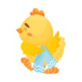 Cartoon chicken with a towel. Vector illustration on a white background.