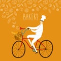 Cartoon chief on bicycle