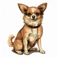 Detailed Chihuahua Graphic Design Illustration In Sepia Tone