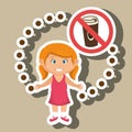 cartoon child girl fast food danger symbol