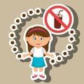 cartoon child girl fast food danger symbol