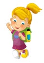 Cartoon child going to school - illustration for children