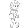 Cartoon child Going to School