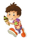 Cartoon child having fun - illustration for the children