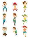 Cartoon child jump icons