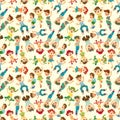 Cartoon child jump seamless pattern