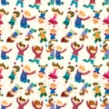 Cartoon child jump seamless pattern