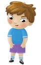 cartoon child kid boy taking off or putting on clothes by him self childhood illustration for kids Royalty Free Stock Photo