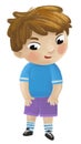 cartoon child kid boy taking off or putting on clothes by him self childhood illustration for children Royalty Free Stock Photo