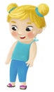 cartoon child kid boy taking off or putting on summer spring clothes by him self childhood illustration for kids Royalty Free Stock Photo