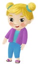 cartoon child kid boy taking off or putting on summer spring clothes by him self childhood illustration for kids Royalty Free Stock Photo