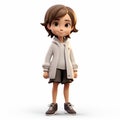 Cartoon Child Model In White Coat: A Stunning Uhd Image Rendered In Cinema4d