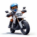 Cartoon Child Riding Motorbike: Zbrush Style, High Speed Sync, Uhd Image Royalty Free Stock Photo