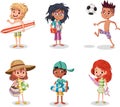 Cartoon children with beach clothes