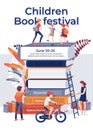 Cartoon Children on Book Stack Festival Banner