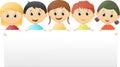 Cartoon children holding a blank sign Royalty Free Stock Photo