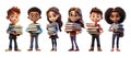 Cartoon Children Holding Books in Hands Set Royalty Free Stock Photo