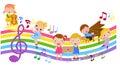 Cartoon children and music Royalty Free Stock Photo