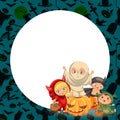 Cartoon children in mystery costumes flat poster