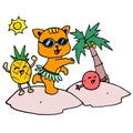 Cartoon children partying on holiday on an island Royalty Free Stock Photo