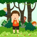 Cartoon of children playing hide and seek in the park Royalty Free Stock Photo