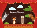 Cartoon Children Puppet Theater Background Card. Vector
